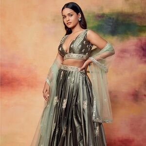Embroidered Satin Lehenga